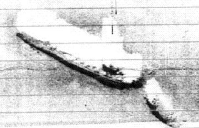 Imagen del C-3 obtenida con el sonar de barrido lateral