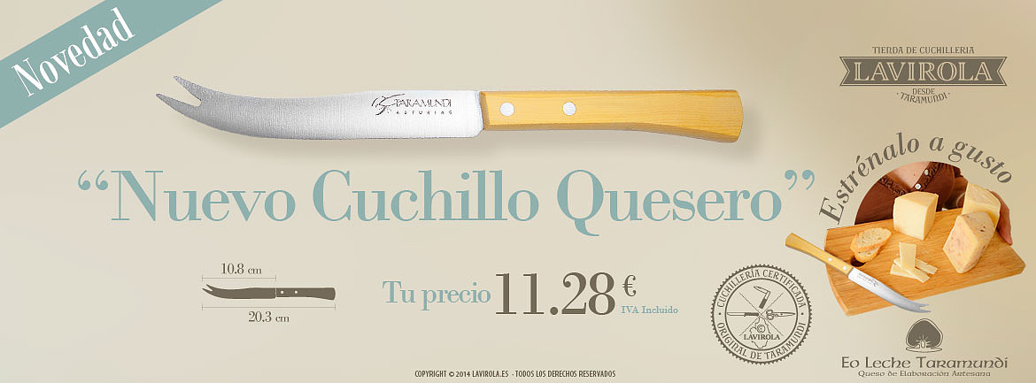 Cuchillo de queso punta doble boj ilustración Taramundi - LAVIROLA ·  Navajas y Cuchillos de Taramundi