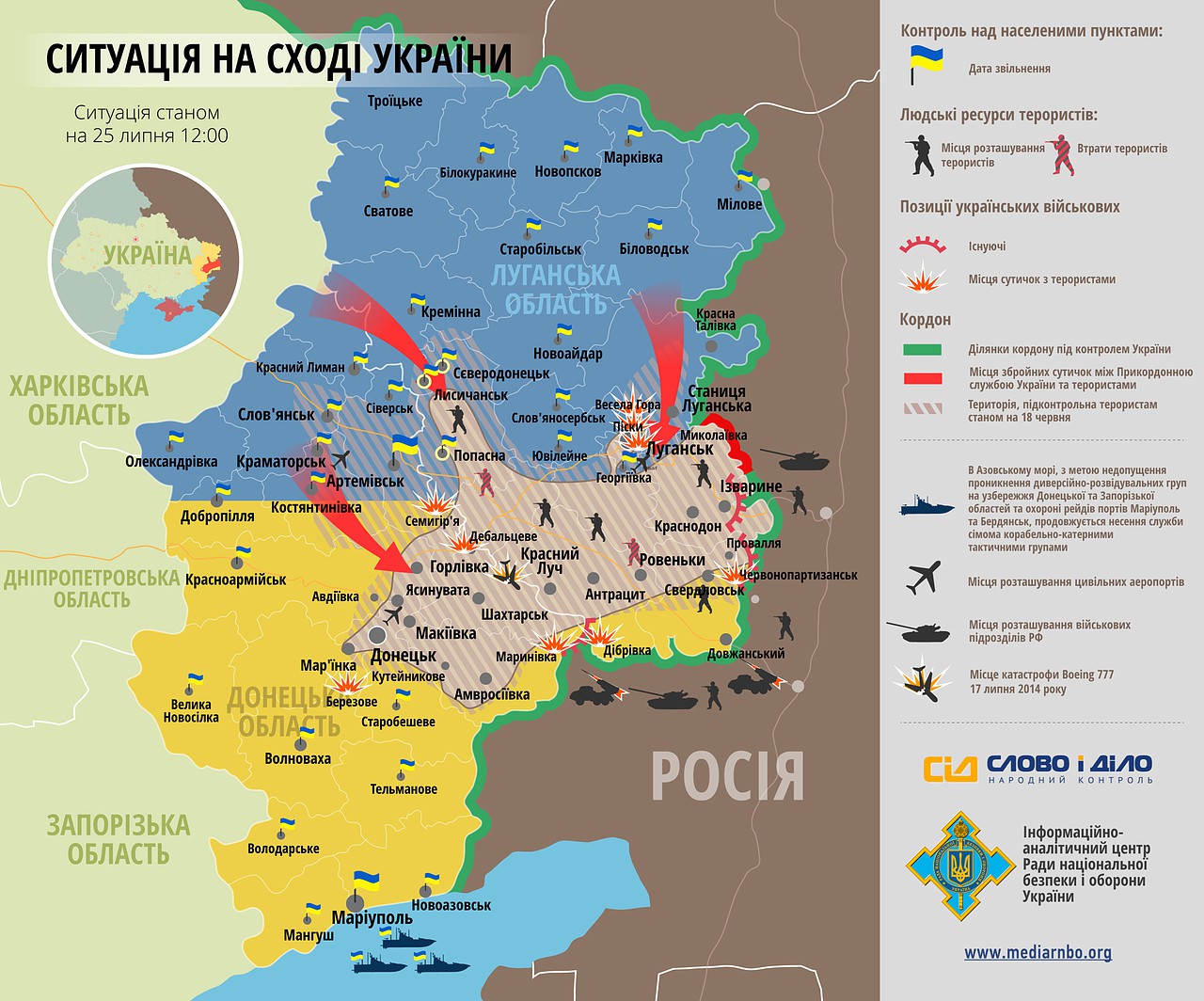 Карта боевых действий на территории россии