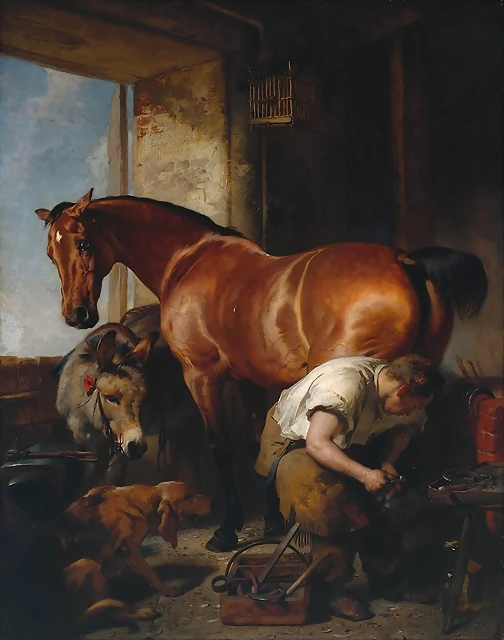 Sir Edwin Henry LandseerShoeing exhibited 1844 Sir Edwin Henry LandseerShoeing exhibited 1844