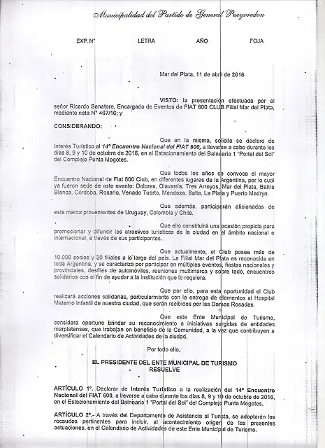 Declaración de Interés Turístico Municipal 1