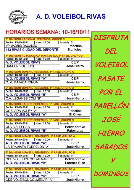 HORARIO 16-10-2011