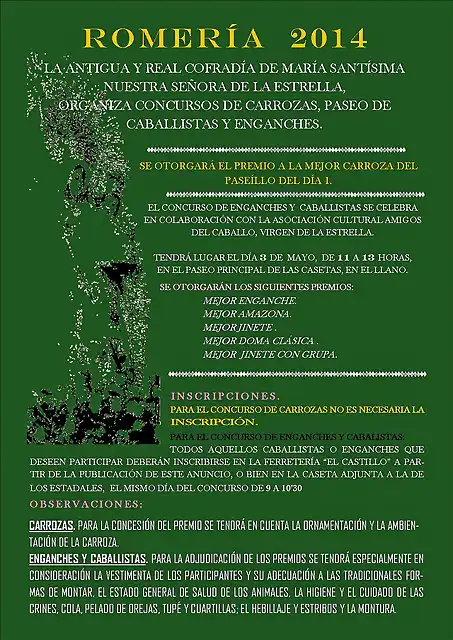 CARTEL COLOR. CONCURSO CARROZA, CABALLISTAS Y ENGANCHES.