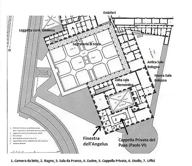 pianta palazzo apostolico terzo piano appartamento privato del papa dettaglio