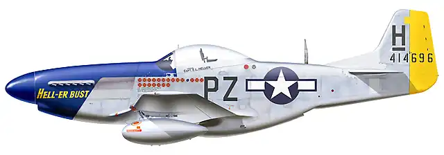 39. P-51D Mustang sn 44-14696 PZ-H 'Hell-er-Bust' flown by Capt. Edwin L Heller of the 486th FS, 352nd FG