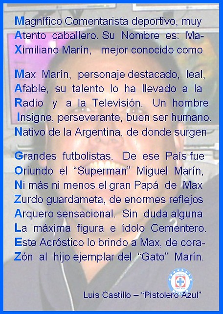 Max Marin Gonzalez - Acrostico