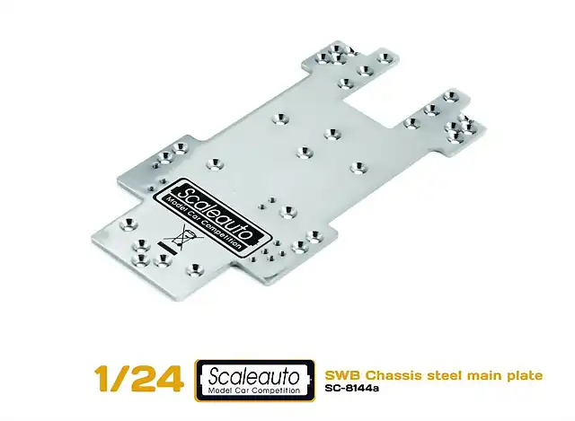 Scaleauto SC-8144A1 Central Chasis SC-8001 SWB Acero 1.5mm. Laser Cut. 41,8 gr.