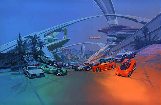 Hotwheels Promo Art by Syd Mead