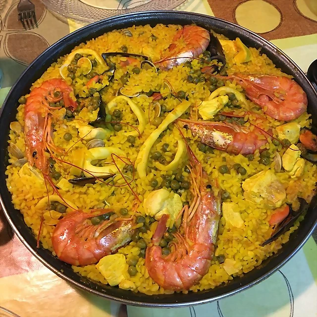 Paella de langostinos