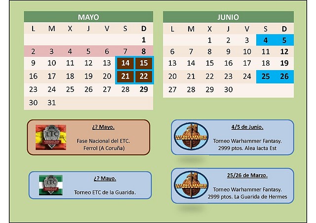 Calendario mayo junio