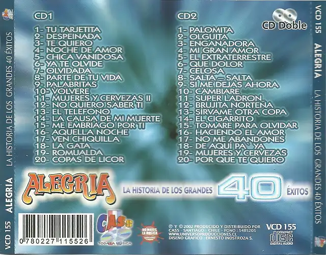 Alegria - 40 Exitos Bailables (2002) Trasera