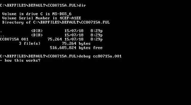 MS-DOS 6 debug