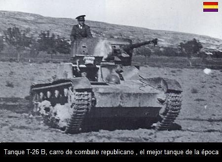 3-tan0uqe ruso T-26 B carro de combate republicano.