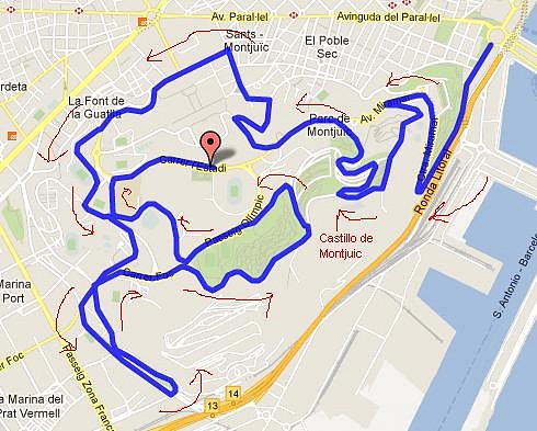 Mapa Montjuic