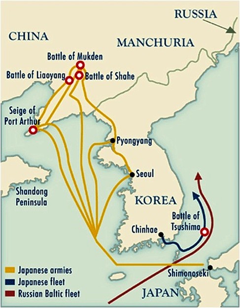 Map of battles Russian-Japanese war.