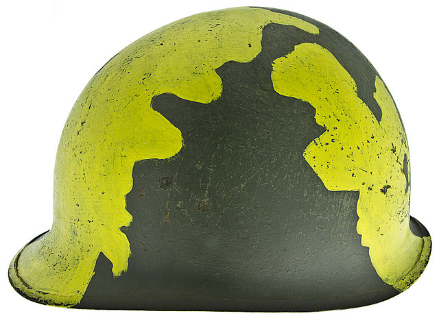 U.S. M-1 Helmet with Unusual Yellow Camouflage (Vietnam) - 2..