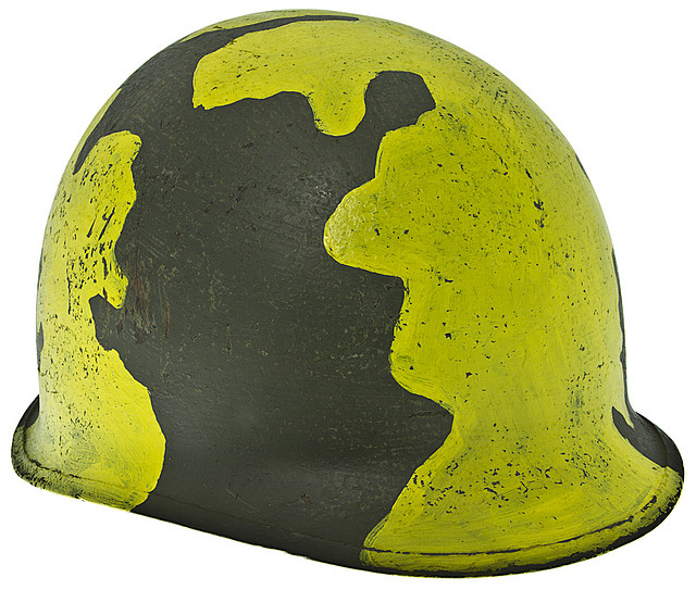 U.S. M-1 Helmet with Unusual Yellow Camouflage (Vietnam) - 4..