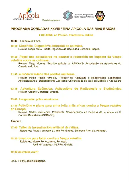 PROGRAMA final  XORNADAS XXVIII FEIRA AP?COLA DAS R?AS BAIXAS