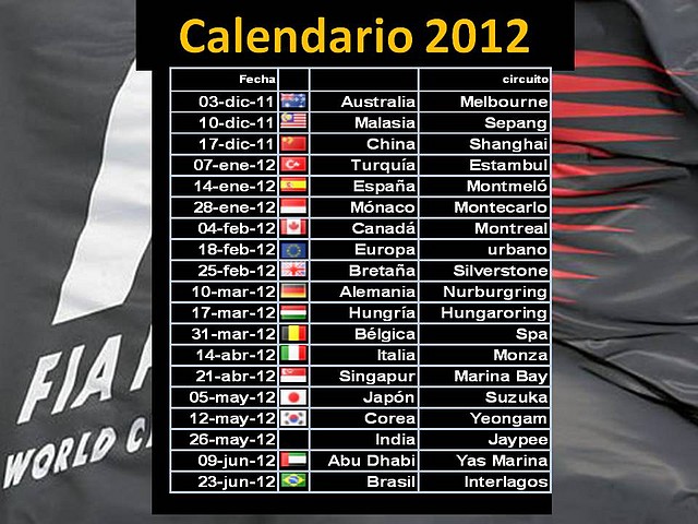 CALENDARIO 2012