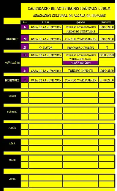 CALENDARIO CLUB