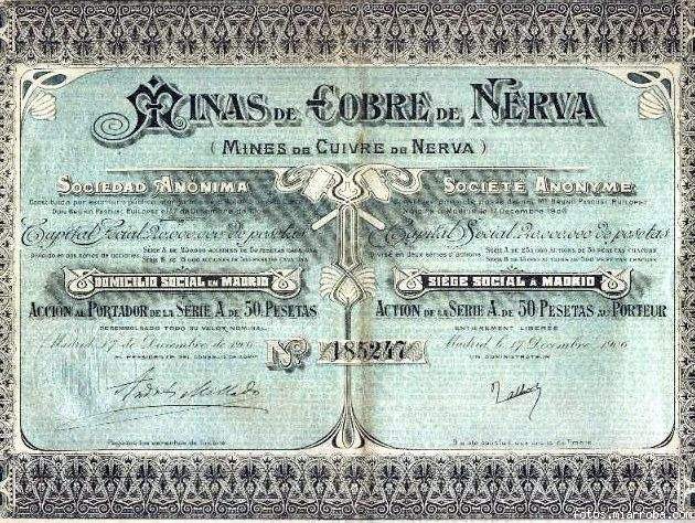 Accion de las minas de cobre de Nerva