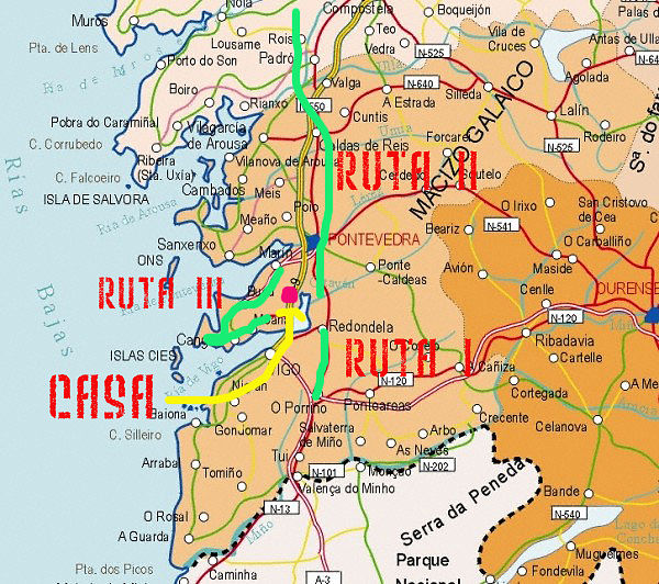 mapa rutas pontevedra