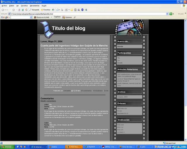 Plantilla CINE del blog Plantilla CINE del blog