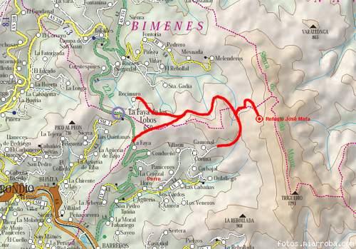 Mapa de la zona de Cortina