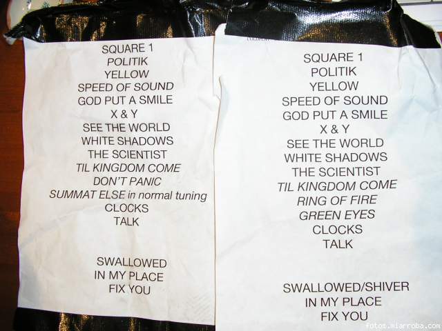 SETLISTs (dcha-toulosse; izda-bcn)