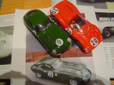 Jaguar E-Type de LM1962 y Ferrari 330 P3 de LM1966