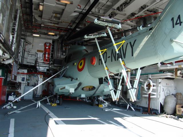 Ferdinand, con Helicoptero AIR 330 Puma en Hangar