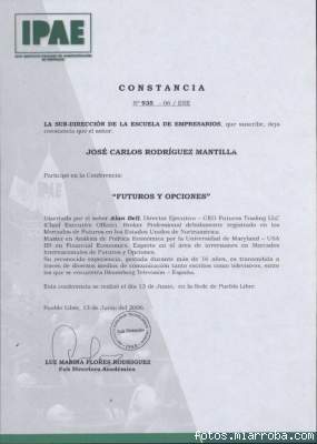 Certificado de Conferenia en IPAE