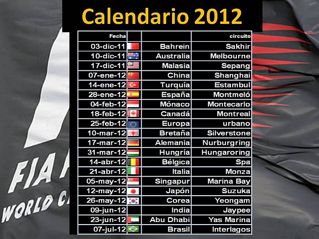 CALENDARIO 2012