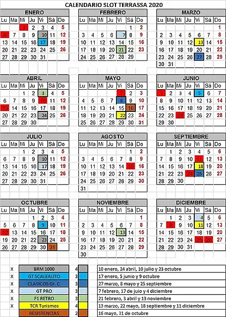 calendario 2020 Slot Terrassa