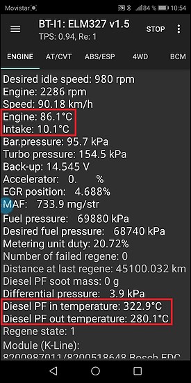 DPF maximas temp a 90Kmxh