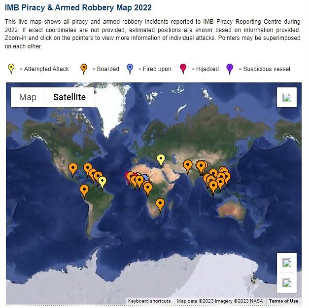 IMB Piracy & Armed Robbery Map 2022