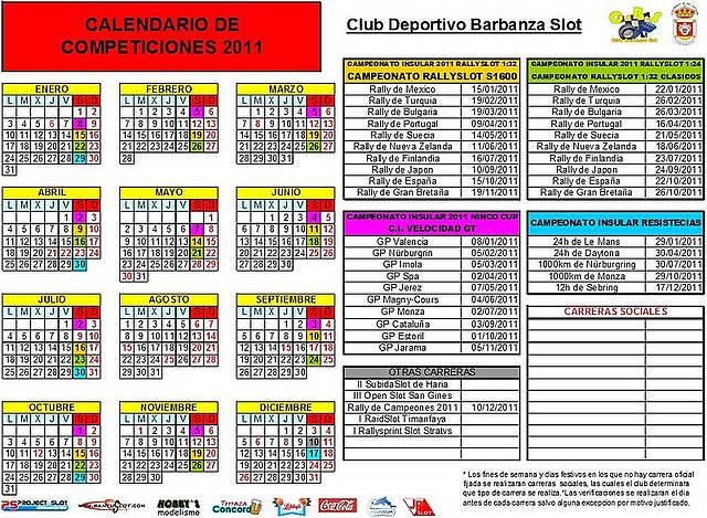 CALENDARIO CLUB DEPORTIVO BARBANZA SLOT 2011