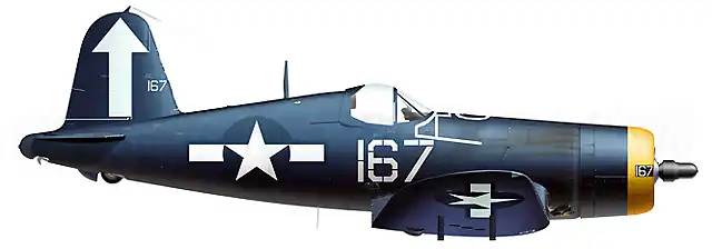 48. F4U-1D Corsair BuNo 57803 No.167 flown by Lt Cdr Roger R Hedrick of VF-84, USS Bunker Hill February 1945