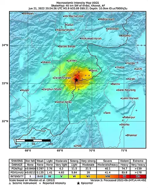 M_5.9_-_46_km_SW_of_Kh&#333;st,_Afghanistan_-_Shakemap