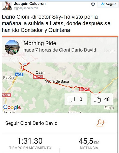 Dario Cioni vio el repecho horas antes, Vuelta 2016