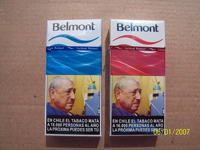 Cigarrillos chilenos marca Belmont.