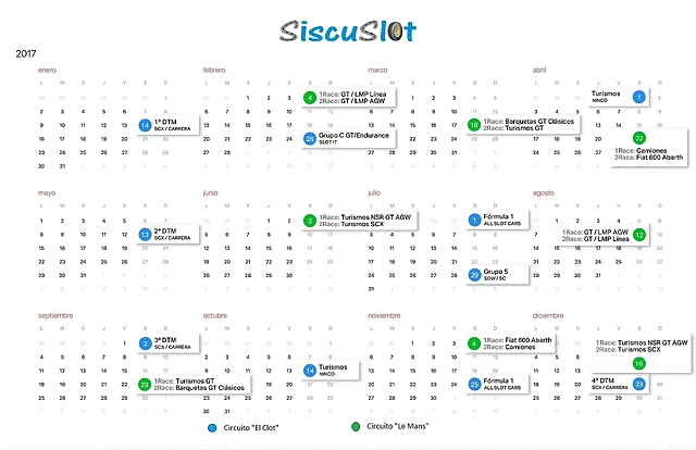 Calendario SiscuSlot 2017 Calendario SiscuSlot 2017