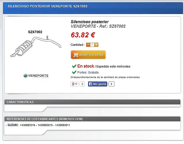 Silencioso Trasero VENEPORTE