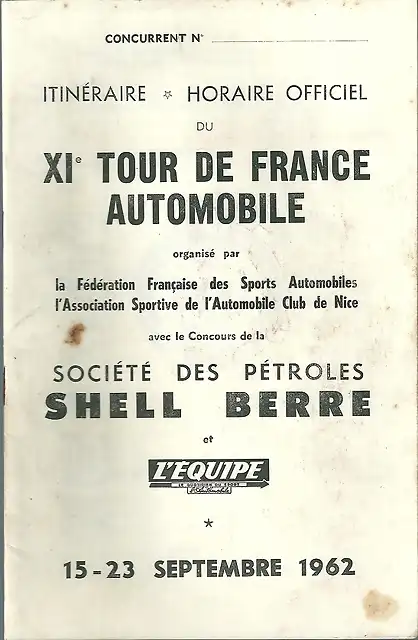 TdF'62 - Itinraire-horaire officiel