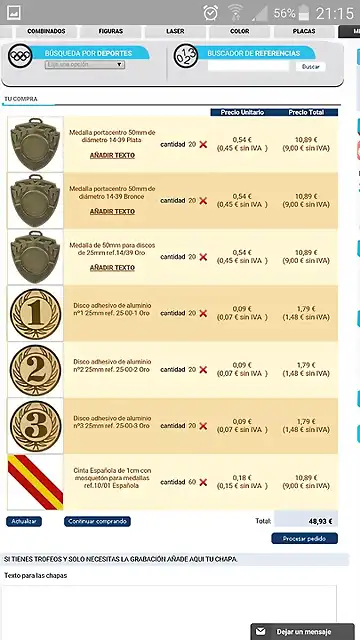 presupuesto 60 medallas