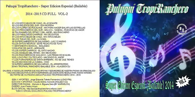 Puluqui TropiRanchero - Super Edicion Especial (Bailable) 2014 -2015 CD FULL  VOL-2 - Trasera
