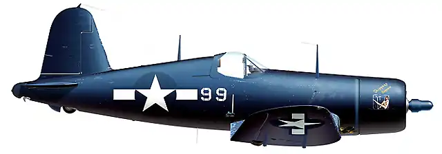 173. FG-1D Corsair No.99 Skippers Orchid' flown by Lt Col Thomas C.Colt Jr, of HQSS-22, Okinawa, July, 1945