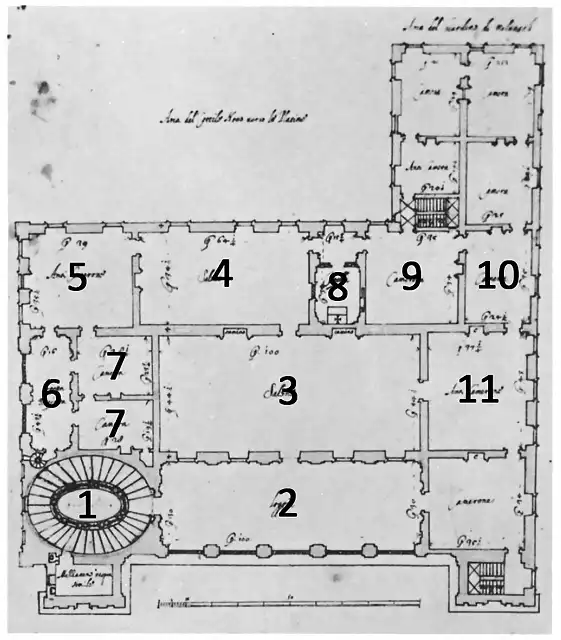 Pianta Villa Gregorio XIII numerada