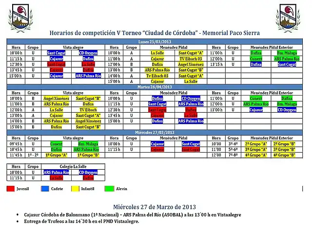 horarios torneo