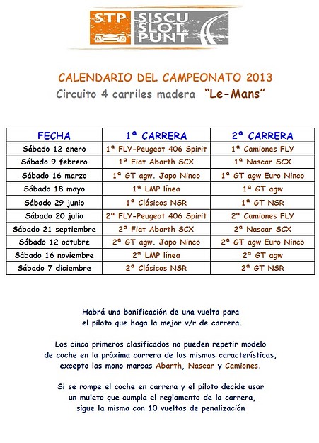 Calendario Le-Mans Calendario Le-Mans